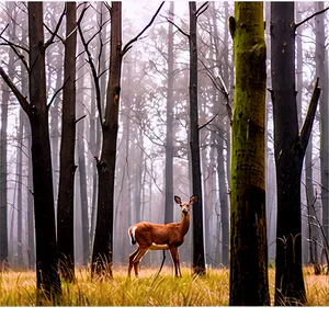 Doe In Misty Forest PNG Hmc PNG