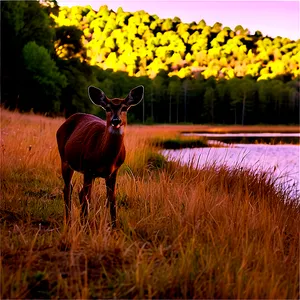Doe In Serene Landscape PNG Wbv8 PNG