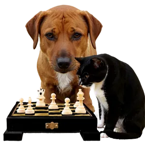 Dog And Cat Playing Chess Png Ism44 PNG image