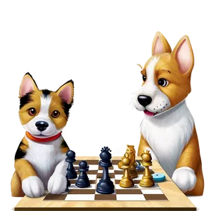 Dog And Cat Playing Chess Png Qel PNG image