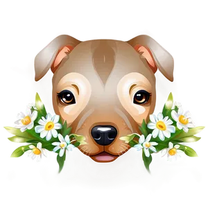 Dog Face With Flowers PNG Amp