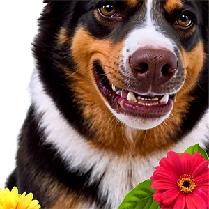 Dog Face With Flowers PNG Lnk19