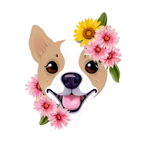 Dog Face With Flowers PNG Wye