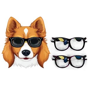 Dog Head With Glasses PNG 06212024