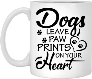Dog Paw Prints Heart Mug PNG image