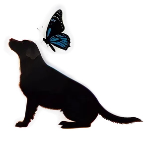 Dog Silhouette Chasing Butterfly PNG Ixw