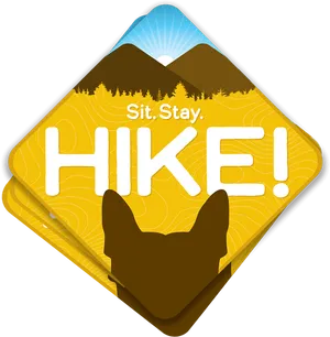 Dog Silhouette Hiking Emblem PNG image