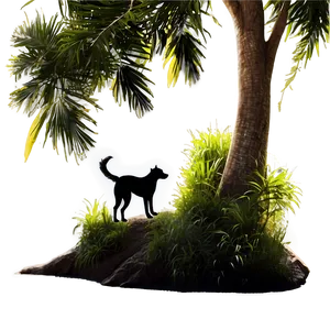 Dog Silhouette Under Tree Png 72 PNG image