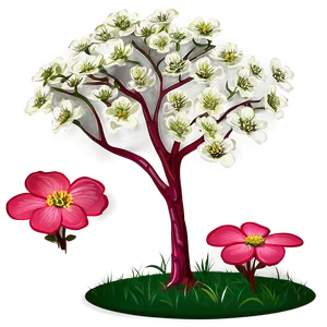 Dogwood Landscape Artwork PNG 42