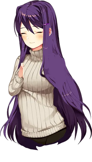 Doki Doki Literature Club Yuri Smile PNG image