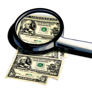 Dollar Bills Under Magnifying Glass PNG 56 PNG