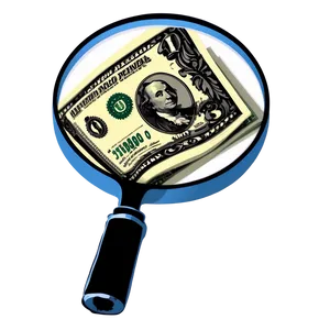 Dollar Bills Under Magnifying Glass PNG Fqi PNG