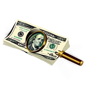 Dollar Bills Under Magnifying Glass PNG Sdi62 PNG