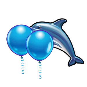 Dolphin Blue Balloons PNG 06122024 PNG