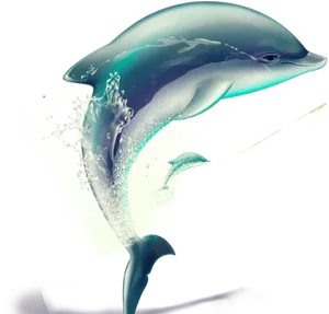 Dolphin Emerging From Water Art PNG image