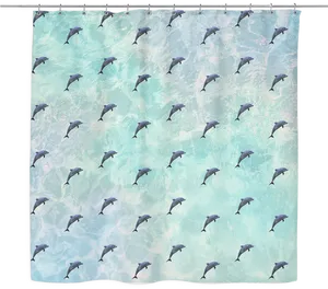 Dolphin Pattern Shower Curtain PNG image