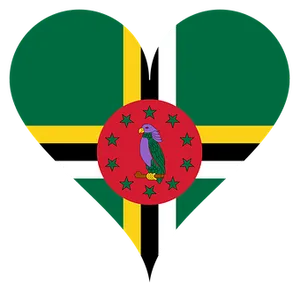Dominica Flag Heart Shaped