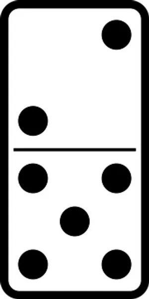 Domino Tile Three Five Black Dots PNG image