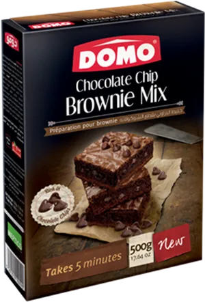 Domo Chocolate Chip Brownie Mix Box PNG image