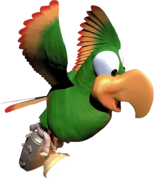 Donkey Kong Series Flying Parrot Character PNG
