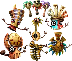 Donkey Kong Tiki Tribe Characters PNG