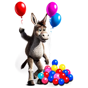 Donkey With Balloons PNG 10