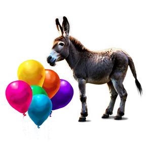 Donkey With Balloons PNG Veq