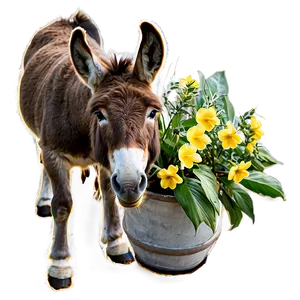 Donkey With Flowers PNG Jtj
