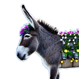 Donkey With Flowers PNG Xvu