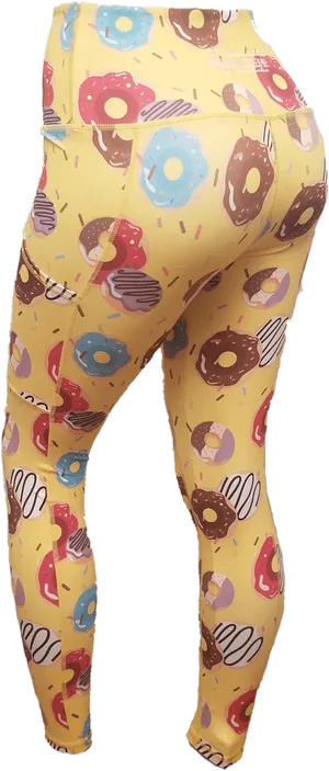 Donut Patterned Yellow Leggings PNG image