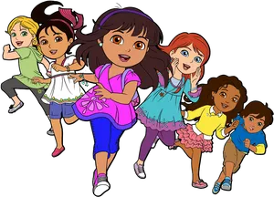 Dora_and_ Friends_ Animated_ Group PNG