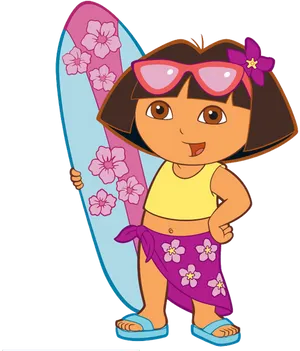 Dora Surfer Animated Character PNG image