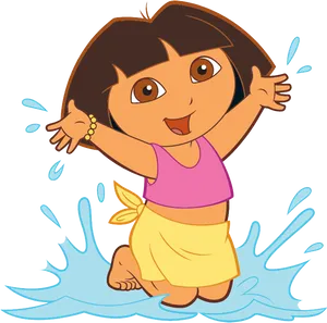 Dora The Explorer Jumping In Water PNG