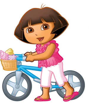 Dora With Bicycle PNG