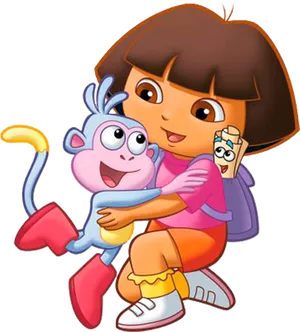 Doraand Boots Happy Hug PNG