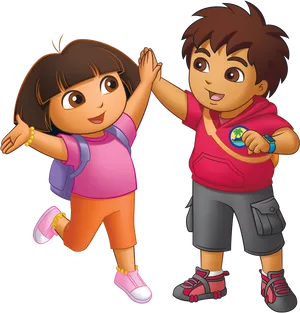 Doraand Friend High Five PNG image