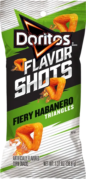 Doritos Flavor Shots Fiery Habanero Triangles Package PNG image