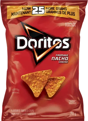 Doritos Nacho Cheese Flavored Chips Package PNG image