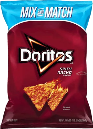 Doritos Spicy Nacho Flavored Chips Package PNG image