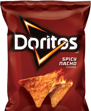 Doritos Spicy Nacho Flavored Chips Package PNG image