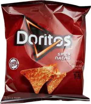 Doritos Spicy Nacho Flavored Chips Package PNG image