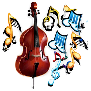 Double Bass With Music Notes Png 06242024 PNG image