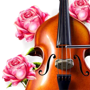 Double Bass With Roses PNG Ept