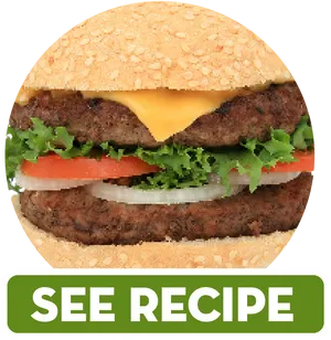 Double Cheeseburger Recipe Button PNG image