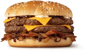 Double Cheeseburgerwith Baconand Onions PNG image