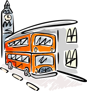 Double Decker Bus Cartoon Illustration PNG image