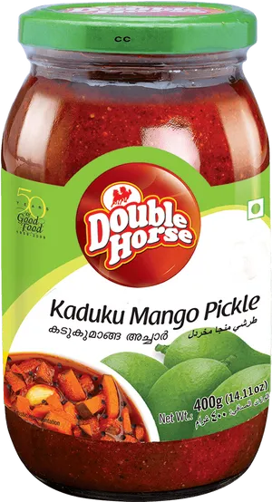 Double Horse Kaduku Mango Pickle Jar PNG image