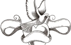 Doveand Banner Love Tattoo Design PNG image