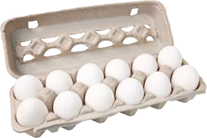 Dozen White Eggsin Carton PNG image