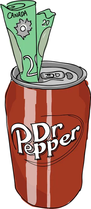 Dr Pepper Canwith Canadian Money PNG image